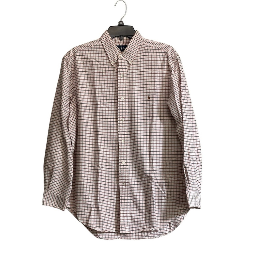 Polo Ralph Lauren  16 32/33 Button Down Shirt Red White Blue Plaid Long Sleeve